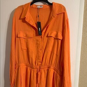 Fashion Nova Bright Orange Jumpsuit